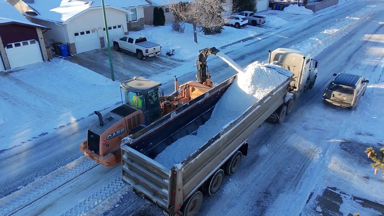 Blowing away the snow banks