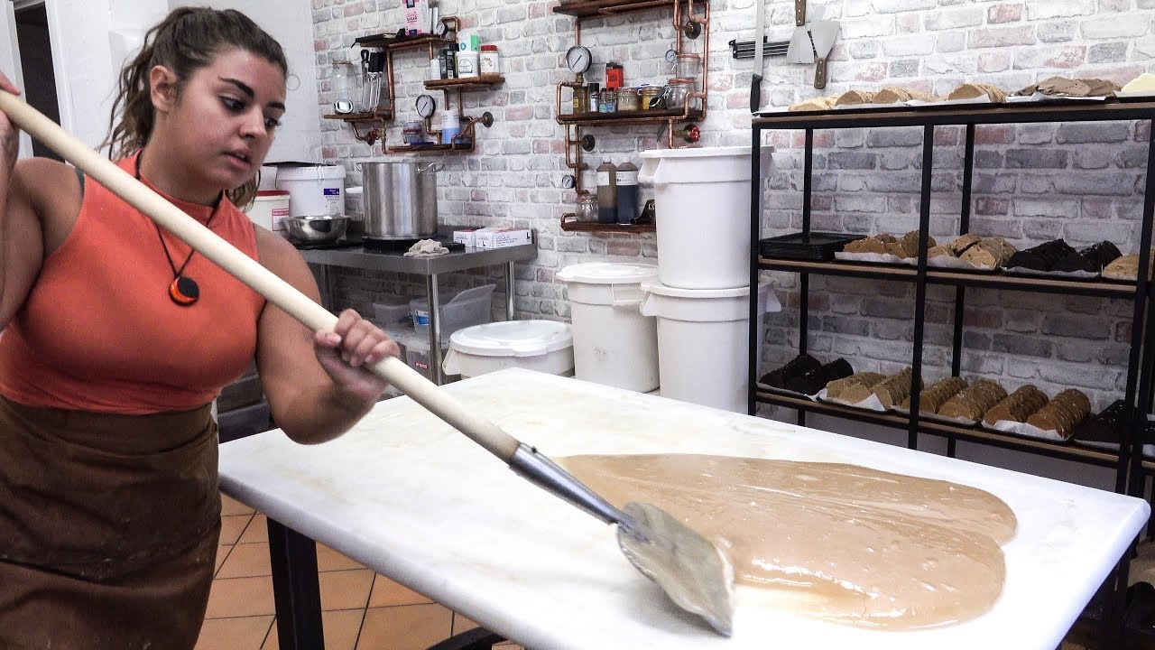 Hand Making English Fudge Candy. London Greenwich Market. Street Food