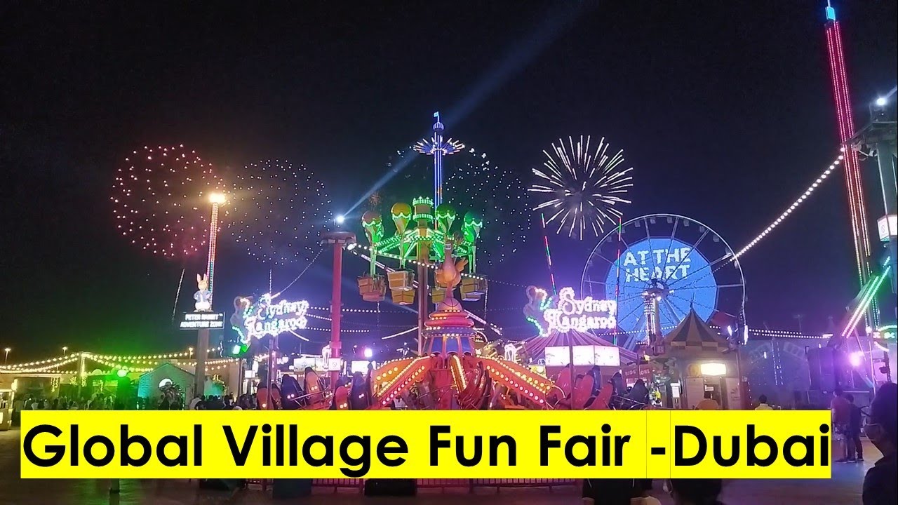 Global Village Fun Fair Park, Amusement, Mela, Giant Ferris Wheel, Dragon Train, Jhula Rides | Dubai