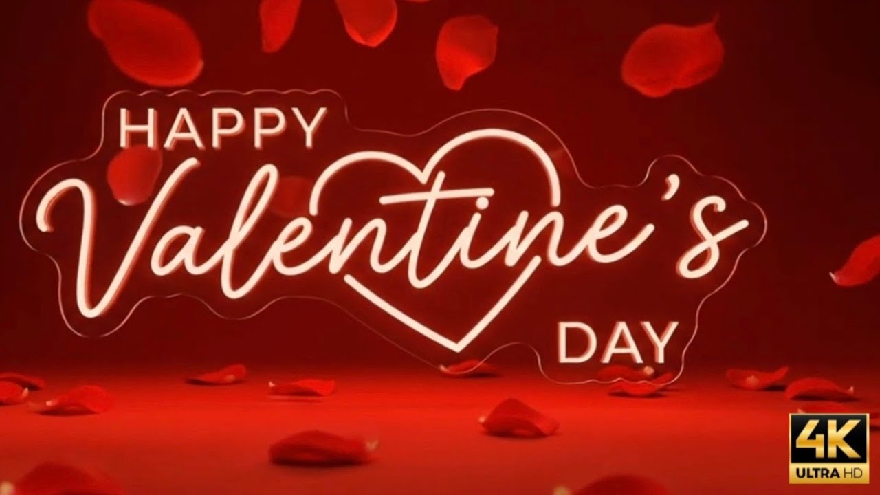 4k 1hr Romantic Valentine's day message glowing with love and roses