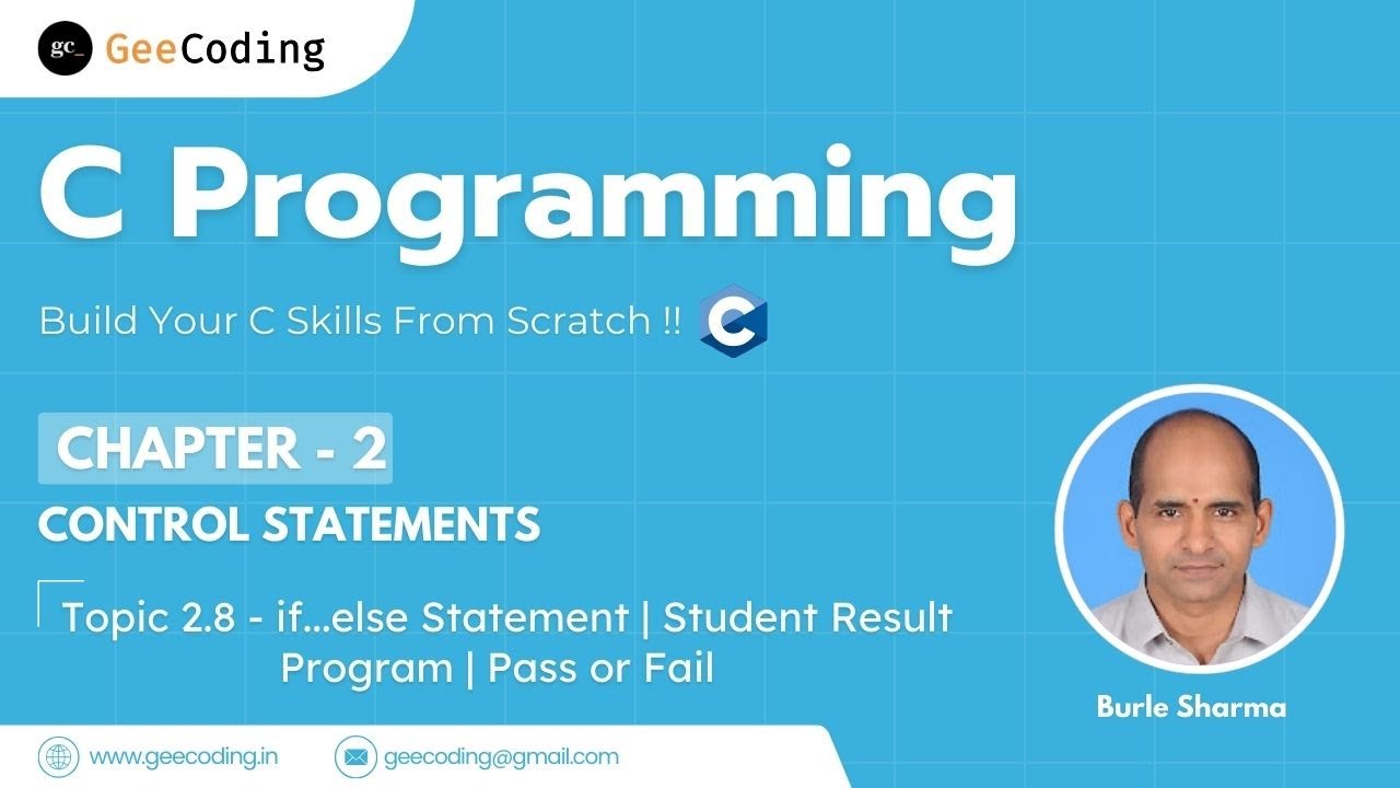 2.8 &ndash; Student Result Program Using if&hellip;else | Total, Percentage & Pass/Fail |  New Series