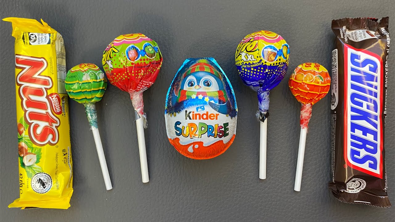 Satisfying video Asmr Lollipops candy and chocolate gummy candies cutting