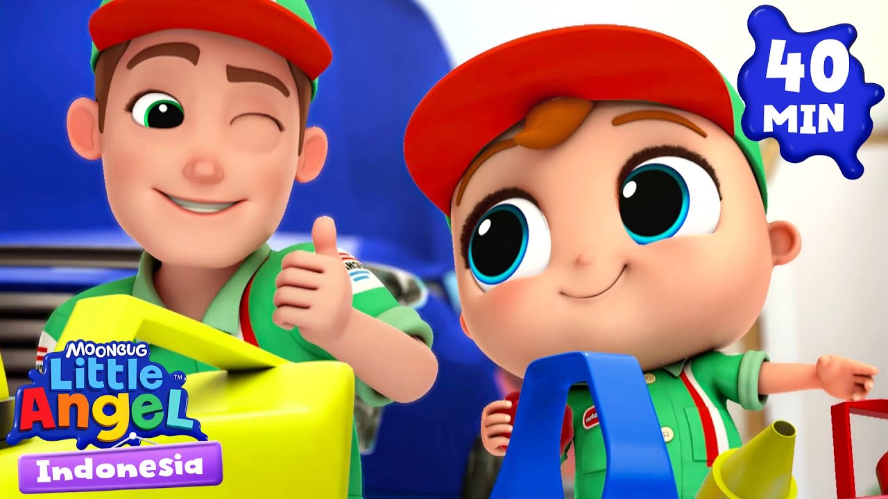 Aku Bantu Ayah Memperbaiki Semuanya | Little Angel | Kartun dan Lagu Anak | Moonbug Kids Indonesia
