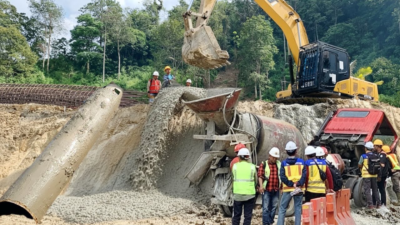 Bahan Semen Cor Banyak Terbuang❗️Truck Mixer Mengalami Troble Saat Pengecoran.