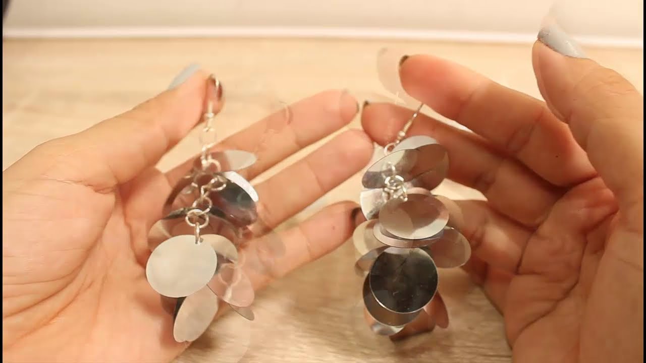 Como hacer aretes de HOJUELAS PLATEADAS / Para fiesta de noche  🌛
