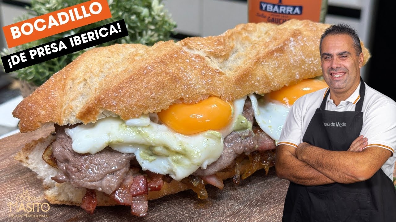 Bocadillo de presa de cerdo iberica ¡MUY RICO Y FACIL!