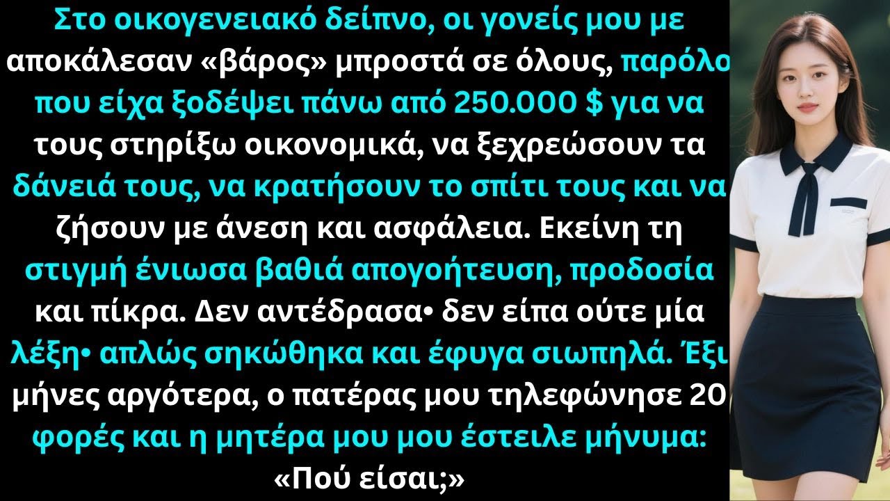 Οι γονείς μου με αποκάλεσαν «βάρος» αφού τους έδωσα 250.000 $ και μετά ζήτησαν βοήθεια ξανά.