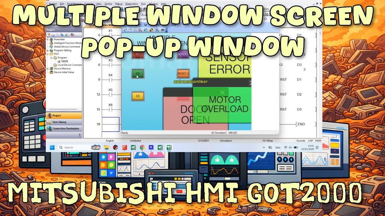 GOT2000: Многооконный экран Mitsubishi HMI GT Designer3 | Множественные всплывающие окна