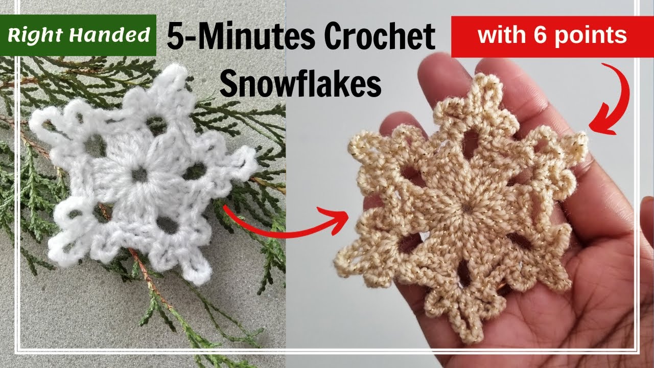 Updated 5 Minute Crochet Snowflake with 6 points