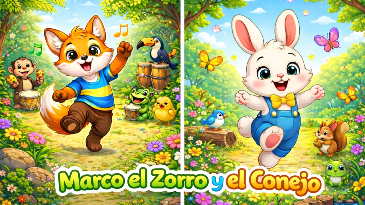 🐰🦊Marco  El Zorrito y El Conejo  – Canción Infantil  | Música para Niños  | Party Boom🎈