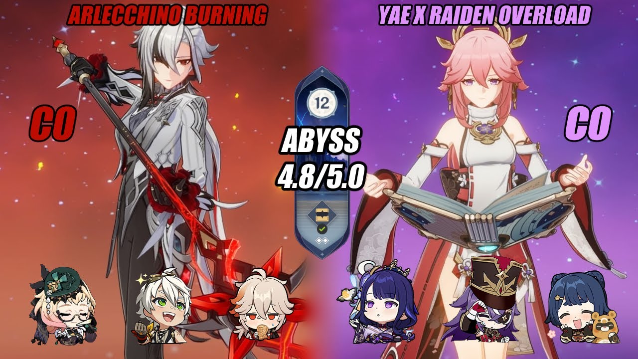 C0 Arlecchino burning | C0 Yae x C1 Raiden Overload | Genshin Impact abyss 4.8/5.0 Floor 12