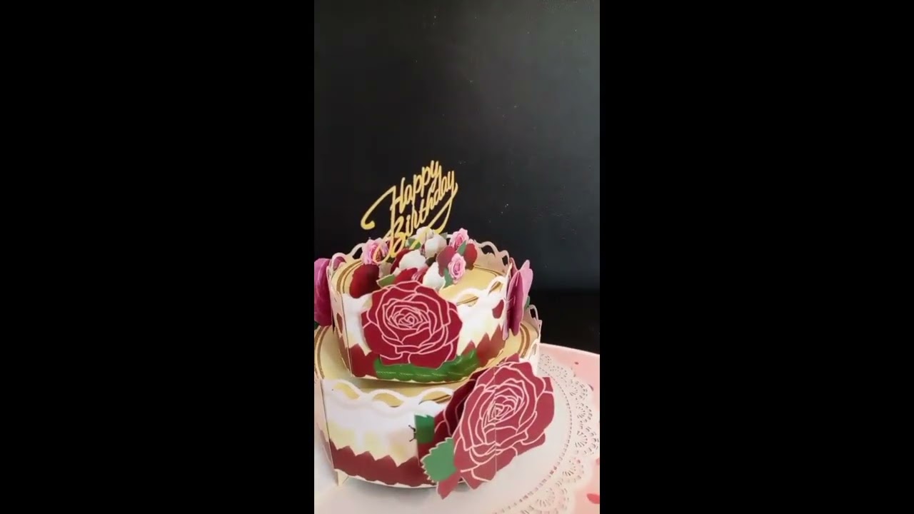 Handmade 3D Pop Up Happy birthday cake 15cm x 20cm