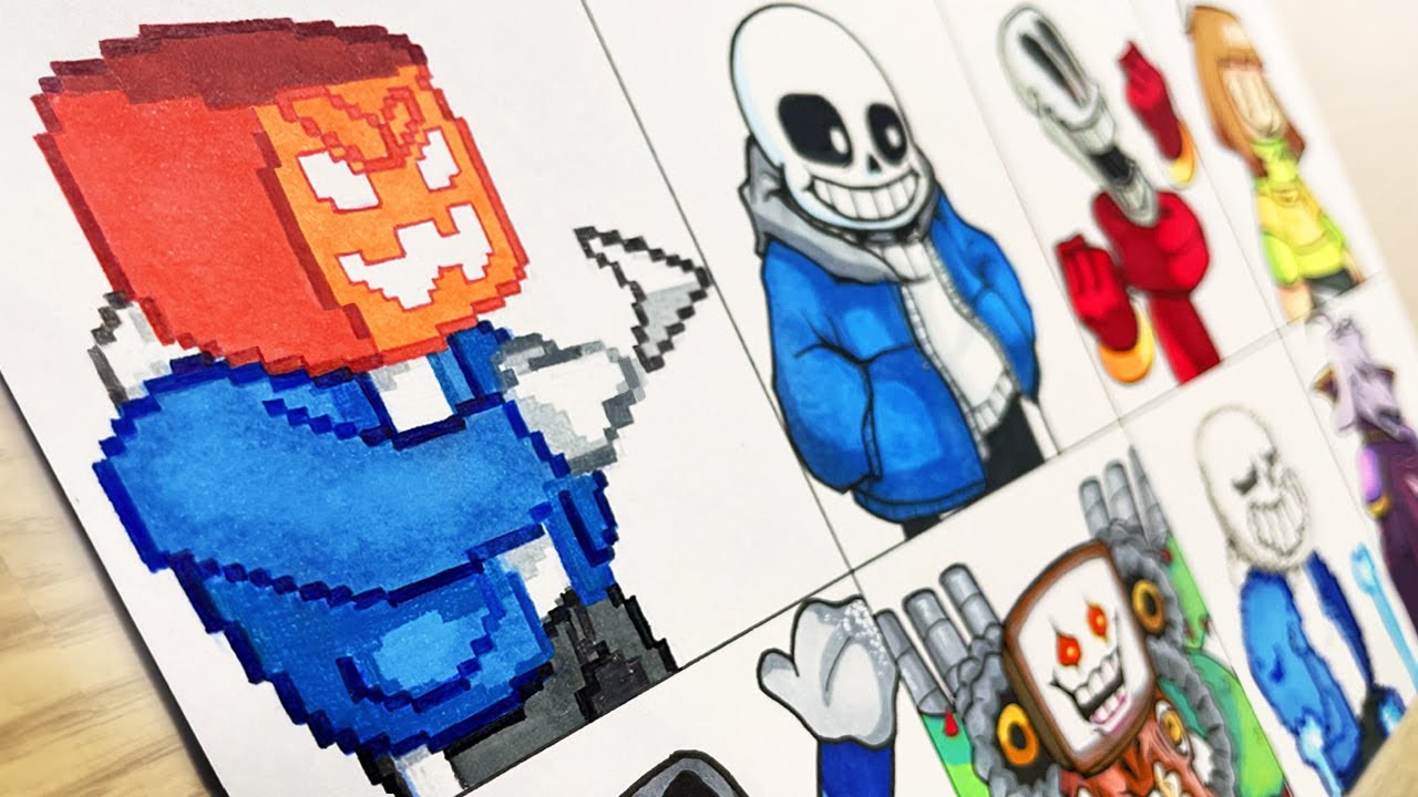 Drawing FRIDAY NIGHT FUNKIN' MODS - Undertale vs SANS / A Beautiful Day Outside