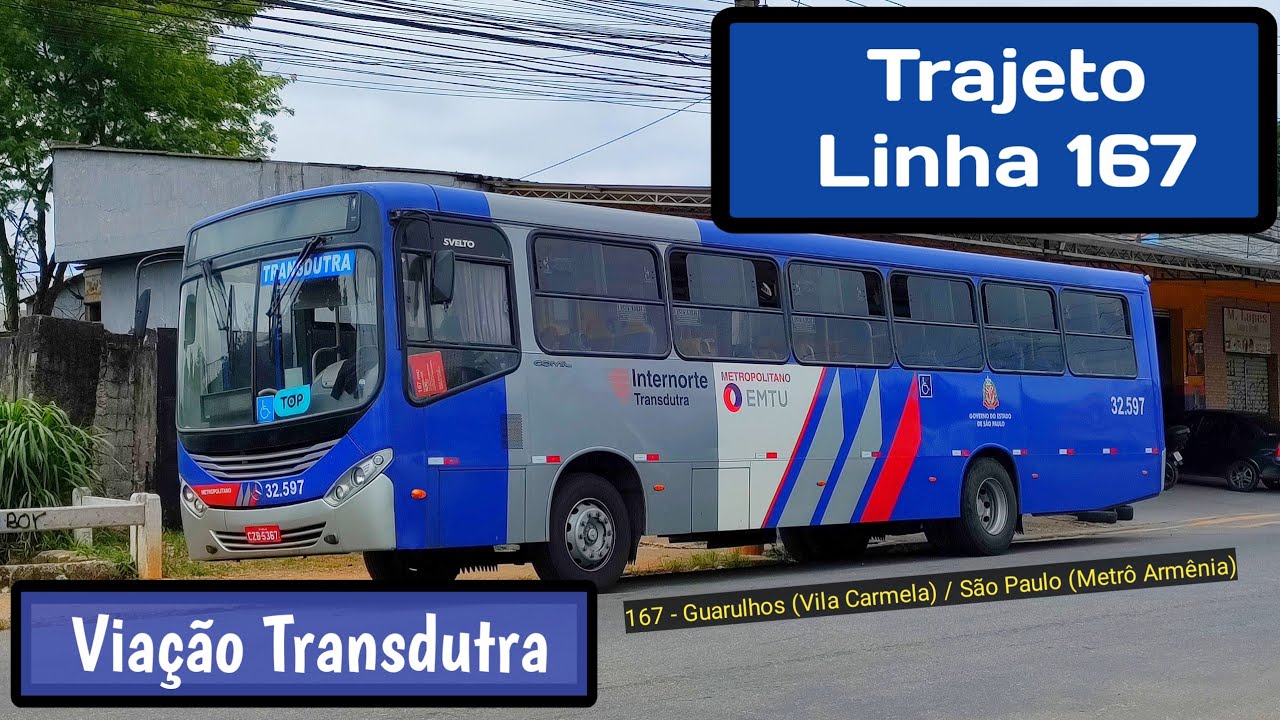Trajeto da Linha 167 (EMTU) - Viação Transdutra (Completo)