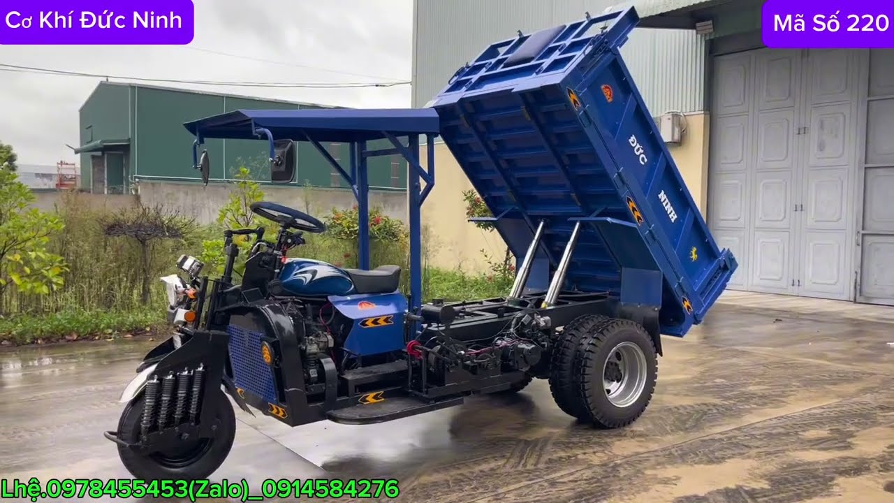 Xe Ba Bánh Máy Dầu Kubota V2203 Siêu Khủng.Cầu Số 2,5tấn.Phanh Hơi Lốc Kê.Cơ Khí Đức Ninh
