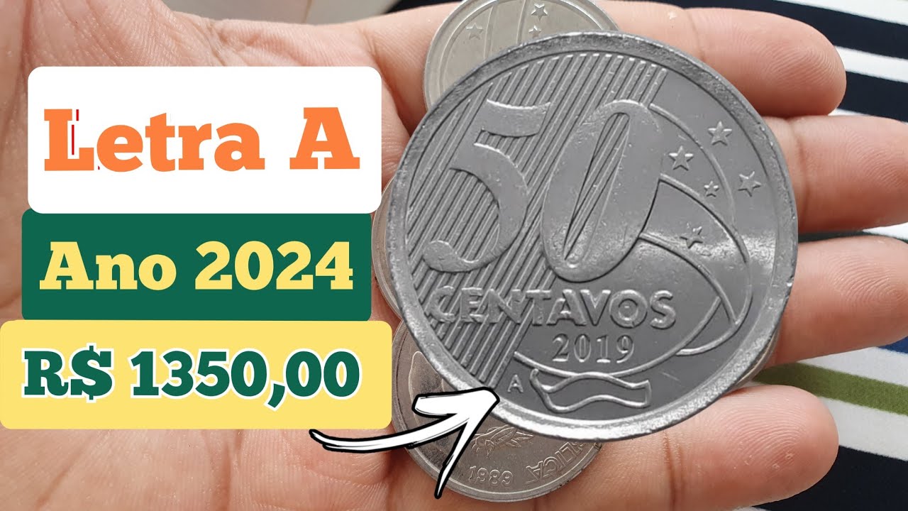 50 CENTAVOS 2019 LETRA A, ESSA MOEDA TEM UM ERRO MUITO RARO, VALORES ATUALIZADOS.