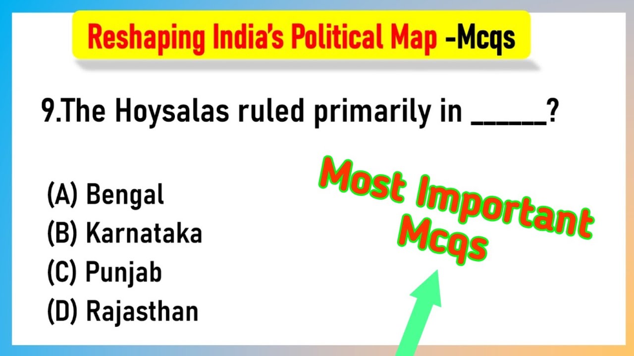 MCQs-Reshaping India’s Political Map-Class 8-Social Science | Reshaping India's Political Map Mcq