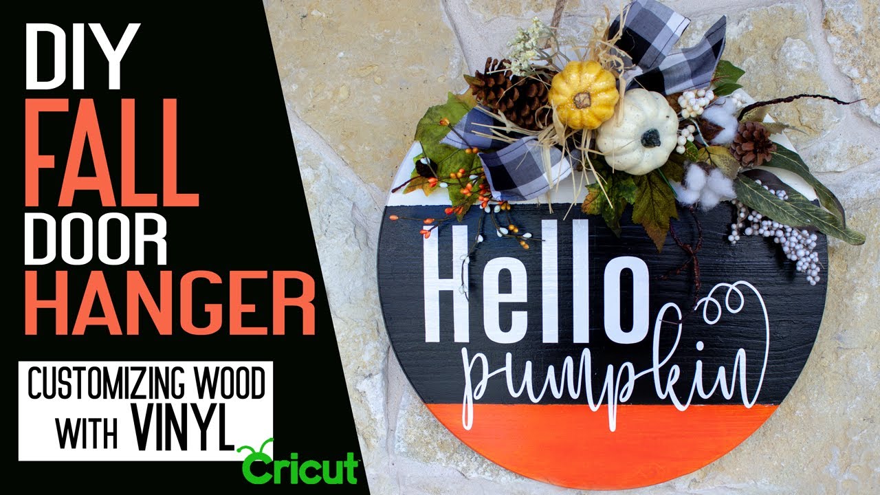 DIY Wood Fall Door Hanger | Customizing Wood with Vinyl and Cricut for Beginners | DIY WOOD ROUND.