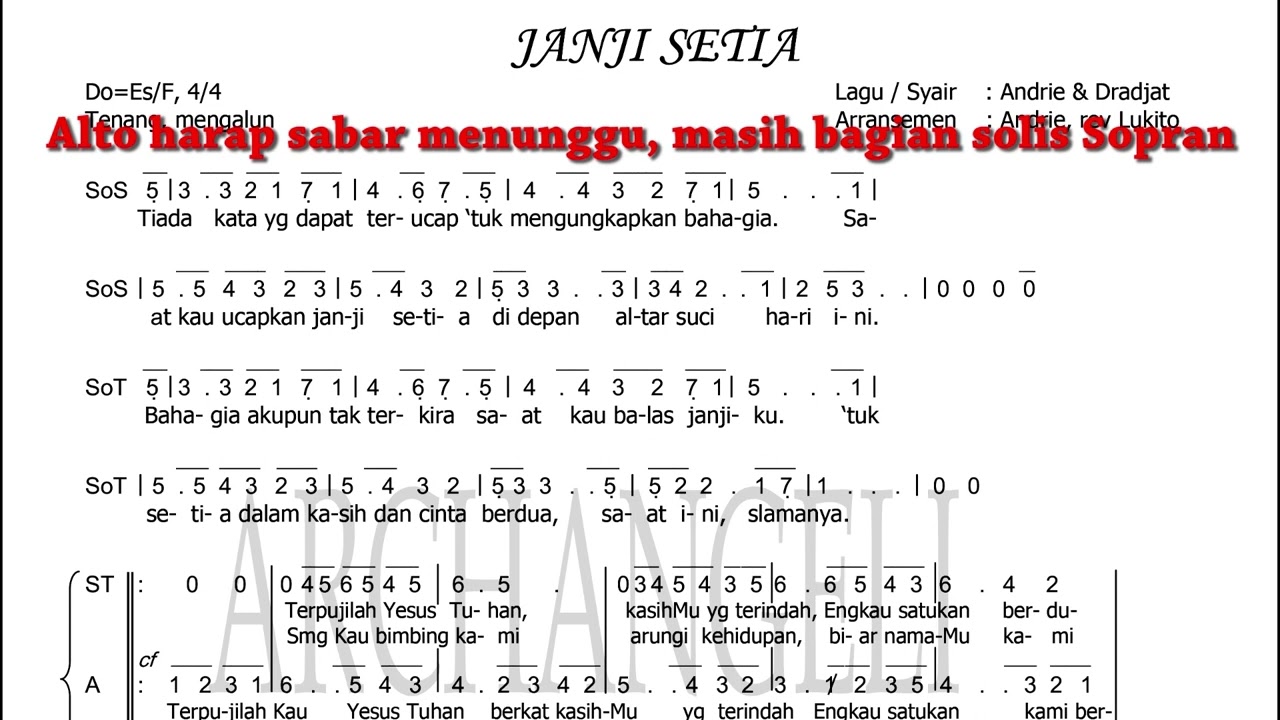 Alto Janji Setia (lagu untuk Sakramen Pernikahan) #satbguides  #weddingsong #gereja #paduansuara