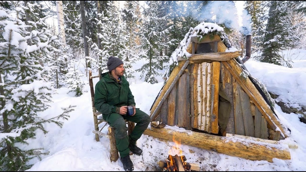 Forest Shelter. Warmth Inside the Winter Forest