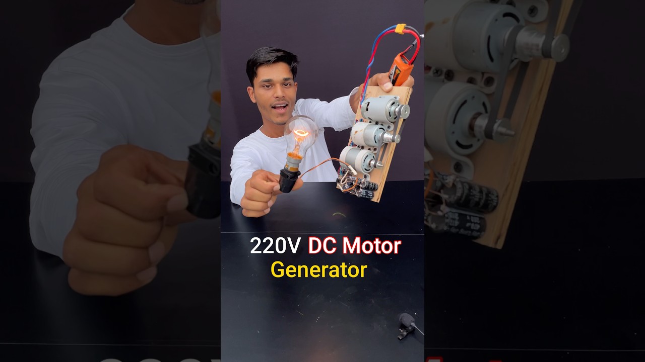 Dynamo + 775 DC Motor electricity Generator Experiment #hackerjp #shorts