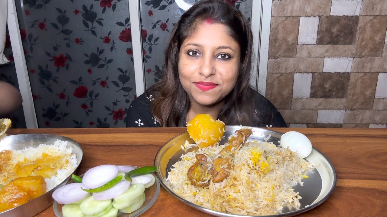 Eating Show - Chicken Biriyani With Boiled Egg & Salad | Mukbang | Poulami Eating Show