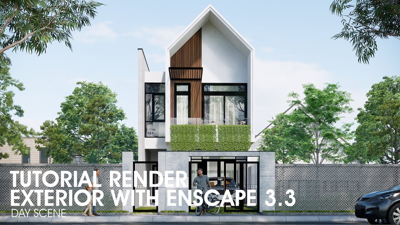 Tropical Minimalist House Design Render Exterior with Enscape 3.3 - No Post Pro