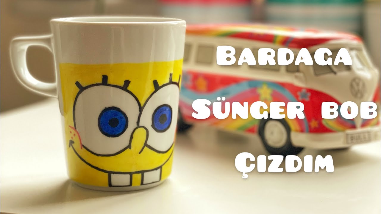 SIRLI SERAMİK BARDAK BOYAMA 🎨 SÜNGER BOB / GLAZED CERAMIC GLASS PAINTING 🎨 SPONGE BOB