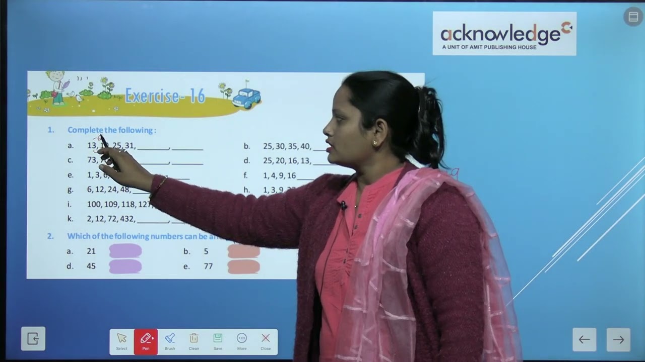 ACKNOWLEDGE JOYFULL MATHEMATICS CLASS 5 CHAPTER 16 PATTERNS