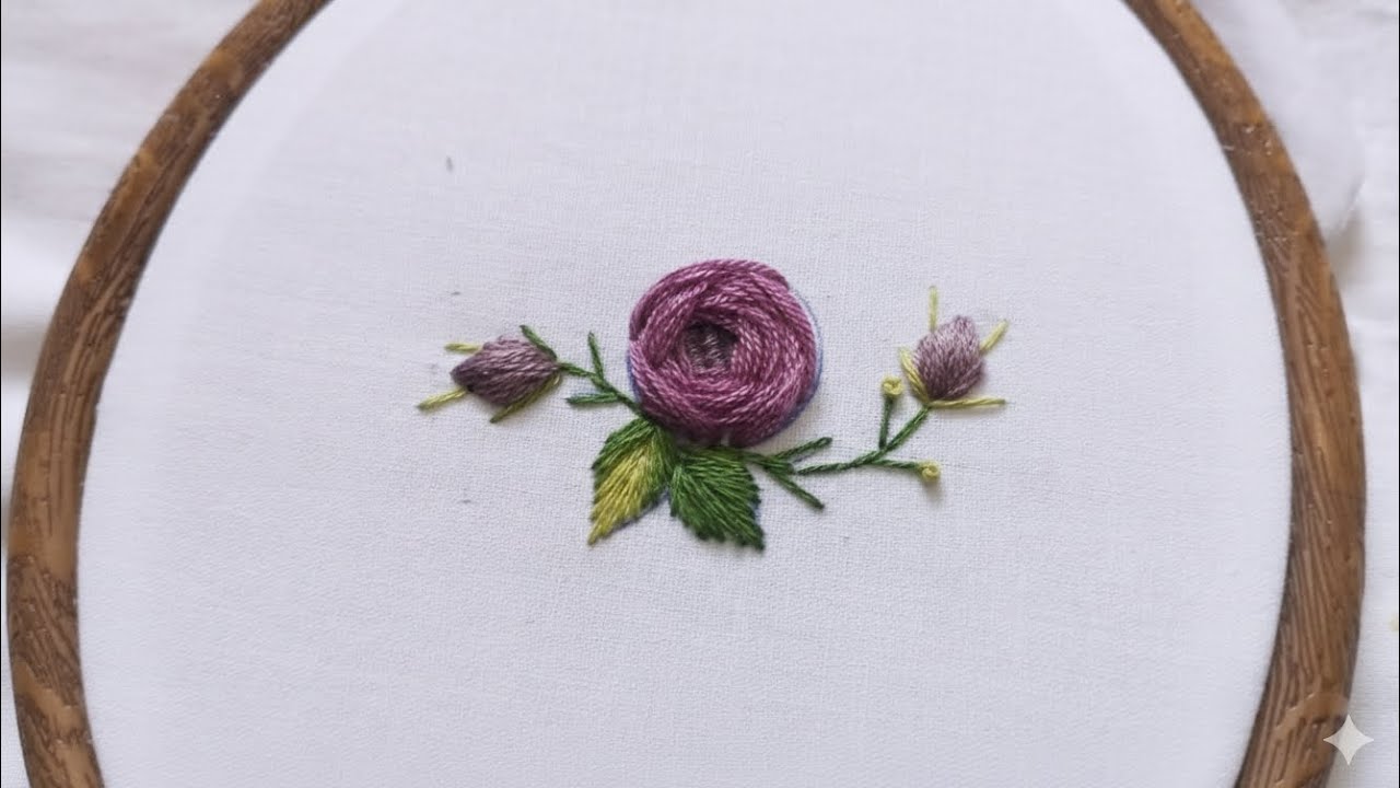 Hand embroidery flower design. Embroidery design for beginners.