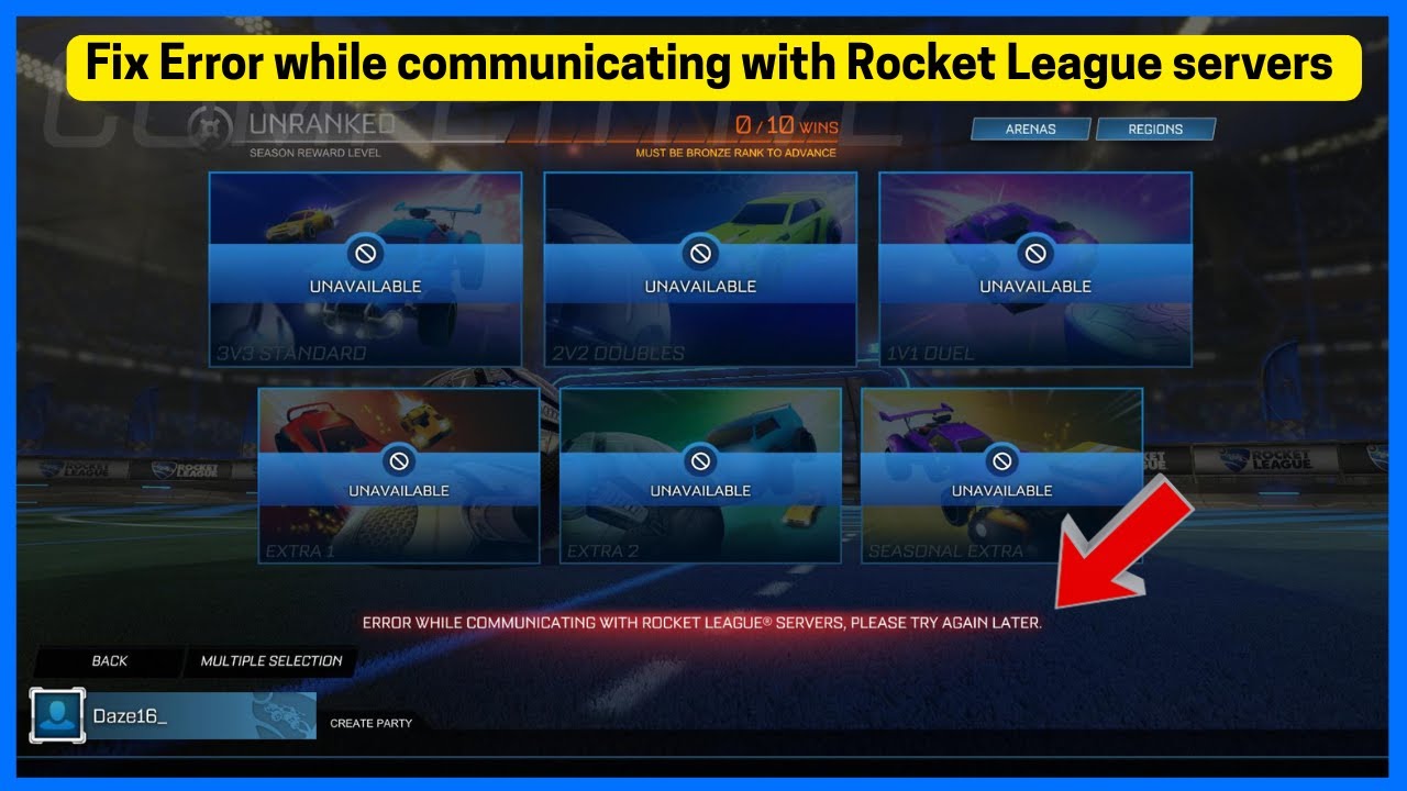 Error while communicating with Rocket League servers (Quick fix)