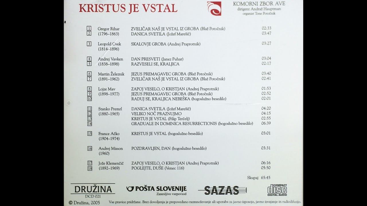 Veliko noč praznujmo (Stanko Premrl) - Komorni zbor Ave