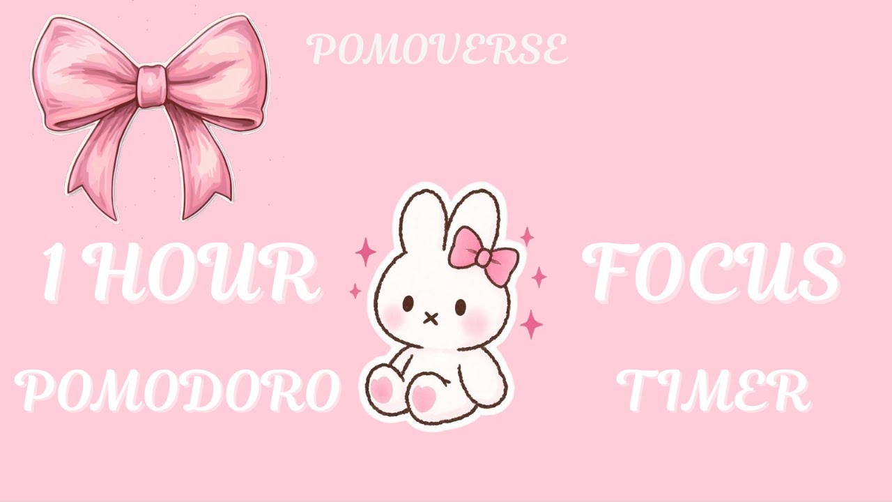 1-hour Bowtie focus session 🎀|25/5 Pomodoro timer| Piano Focus & Jazz Break🤍🎧