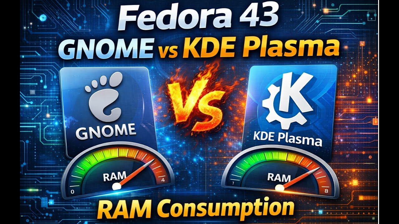 Fedora 43 GNOME vs KDE Plasma | RAM Consumption