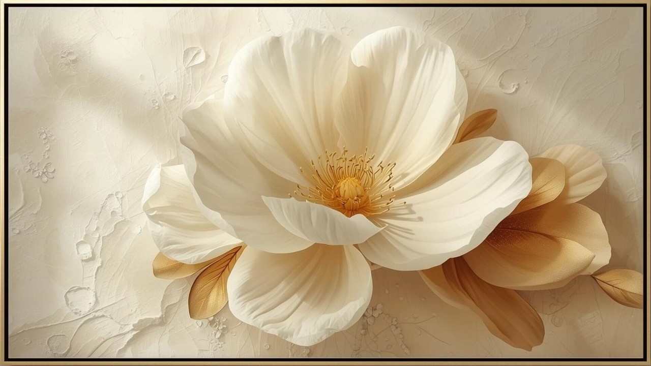 Ivory Magnolia Flower Painting 🌸 Calm Piano Music | Luxury Relaxing Wall Art 4K