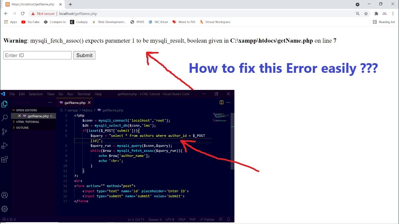 mysqli_fetch_assoc() expects parameter 1 to be mysqli_result, boolean given error in PHP