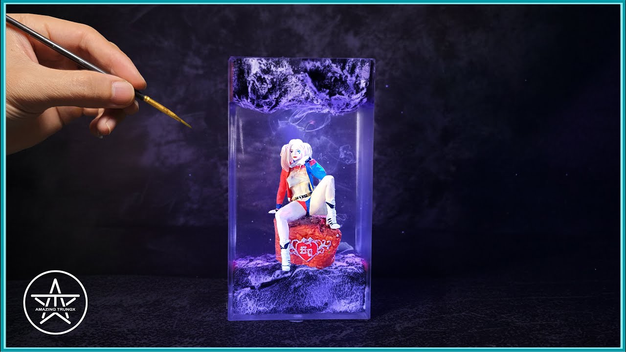 I Made the ULTIMATE Harley Quinn Resin Lamp! | AmazingTrungX DIY Epoxy Resin Diorama