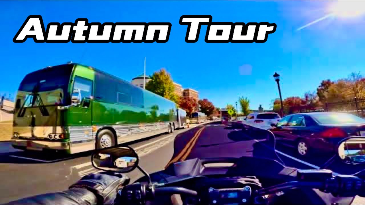 Charlottesville City 4K Autumn Leaves Foliage Motorcycle Tour Harley-Davidson (No Talking) ASMR