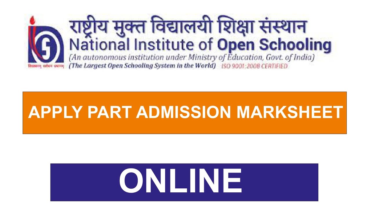NIOS me Part admission marksheet kaise apply kare ? How to apply part admission marksheet ?