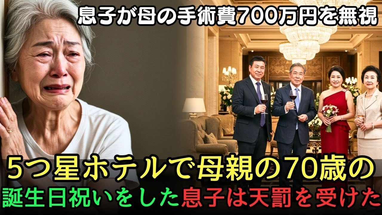 「手術費700万円を懇願する実母を放置し、5つ星ホテルで豪勢な義母の誕生日を祝う息子夫婦…その裏切りへの復讐として『相続財産の全額取消し』を実行」  人生の教訓