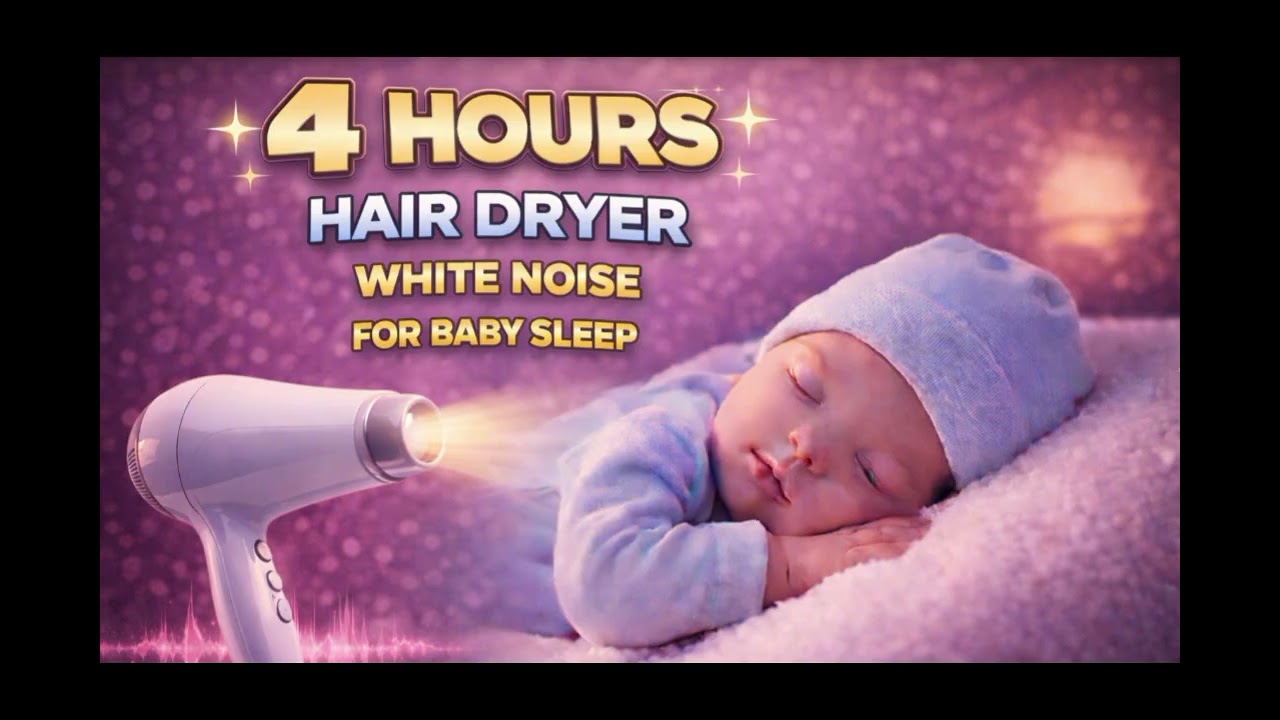 4 Hours Hair Dryer White Noise for Baby Sleep | Calm & Soothing Sound (No Music)