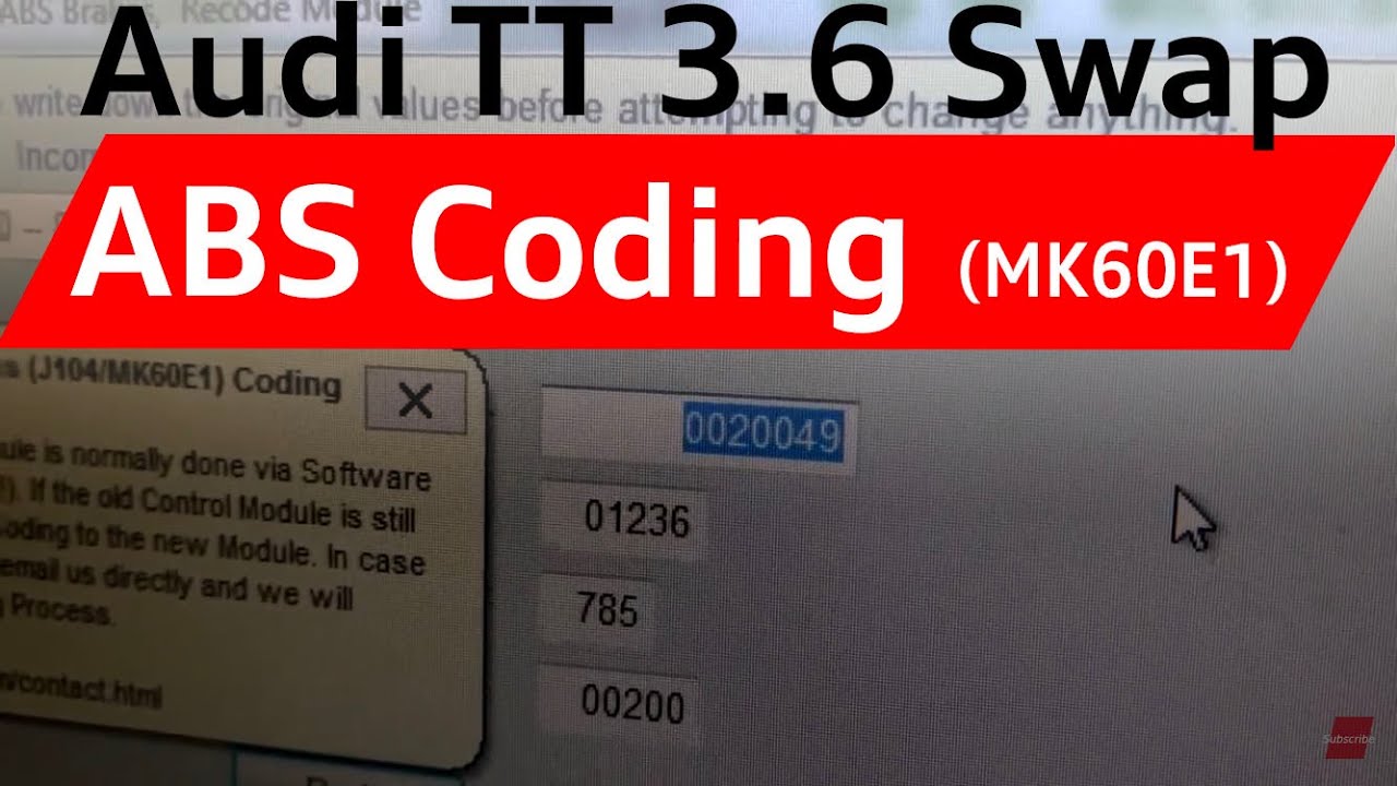 Audi TT 3.6 Swap ABS coding, no errors, ESP working, no brake booster error & coded for big brakes