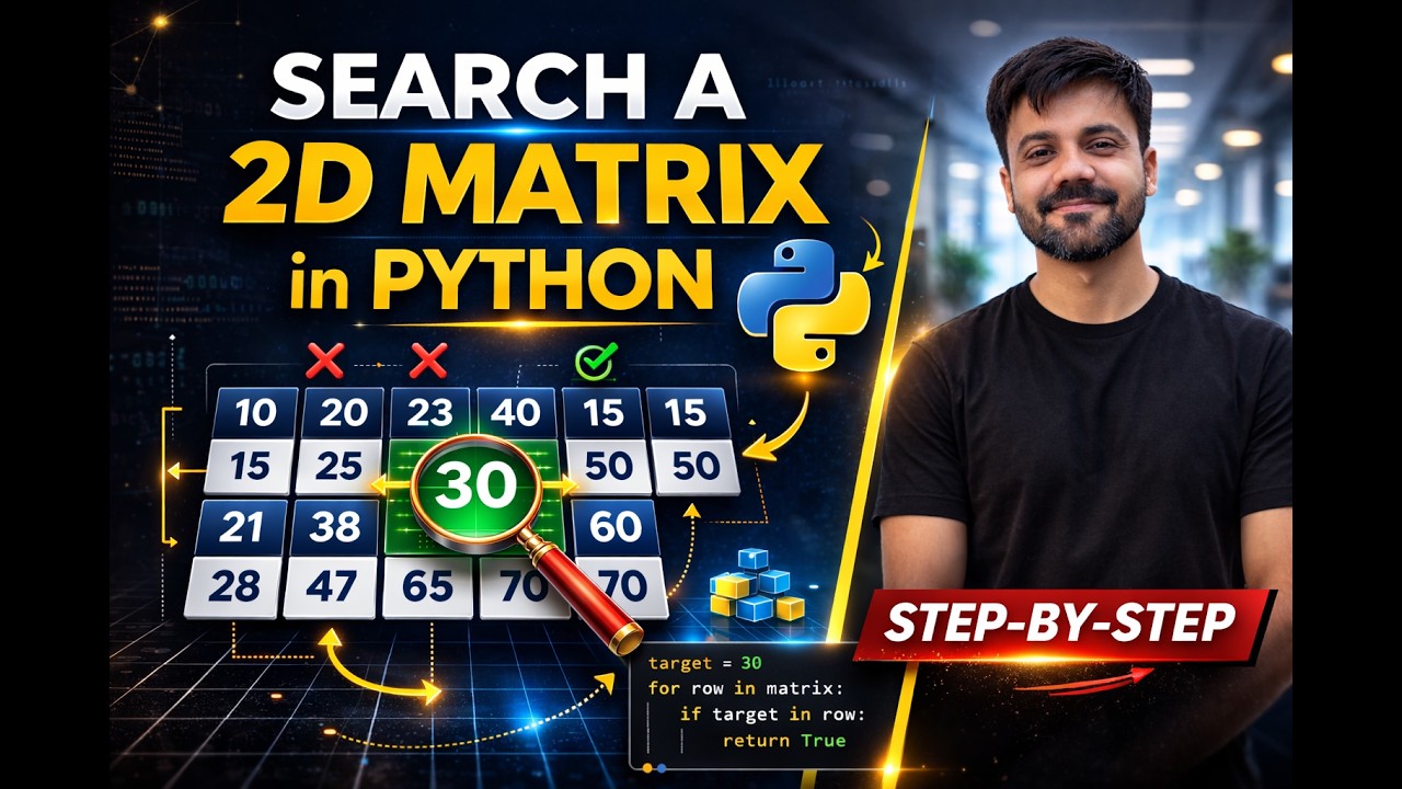 Search a 2D Matrix - Leetcode74 - Python - DSA in Hindi