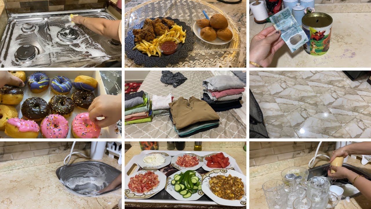 روتين يوم كله شغل 🤦🏼‍♀️ وظبتهم وعملت كل اللي نفسهم فيه 😍 مانا ست بيت شاطره 😉