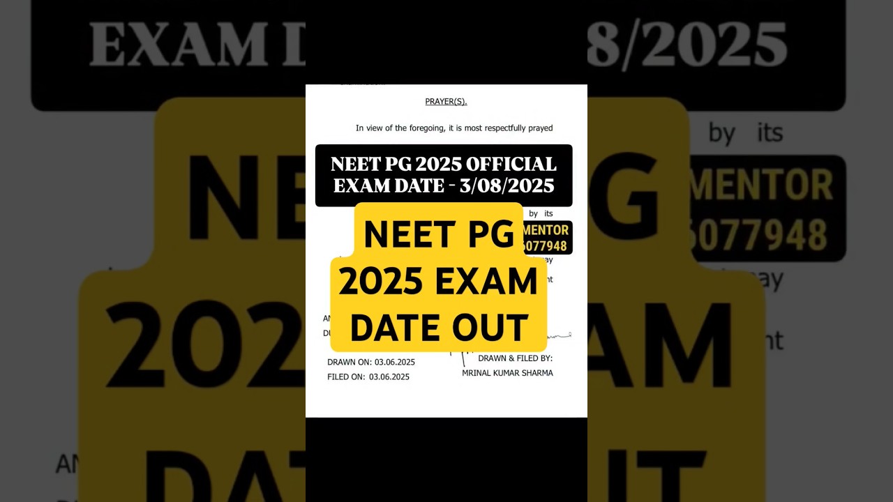 NEET PG 2025 EXAM DATES OUT 3/08/2025 OFFICIAL NEETPG | NEETPG 2025 | NEETPG EXAM | NEET