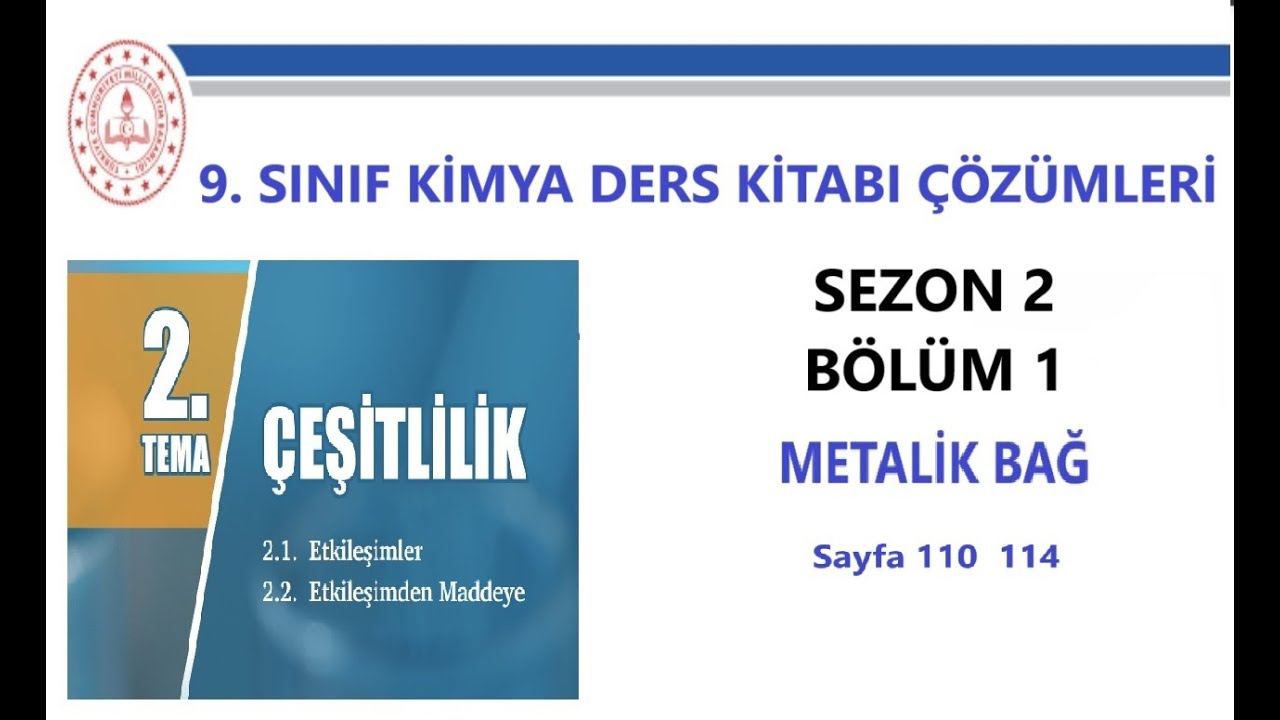 9. SINIF KİMYA DERS KİTABI ÇÖZÜMLERİ 2024 - 2025