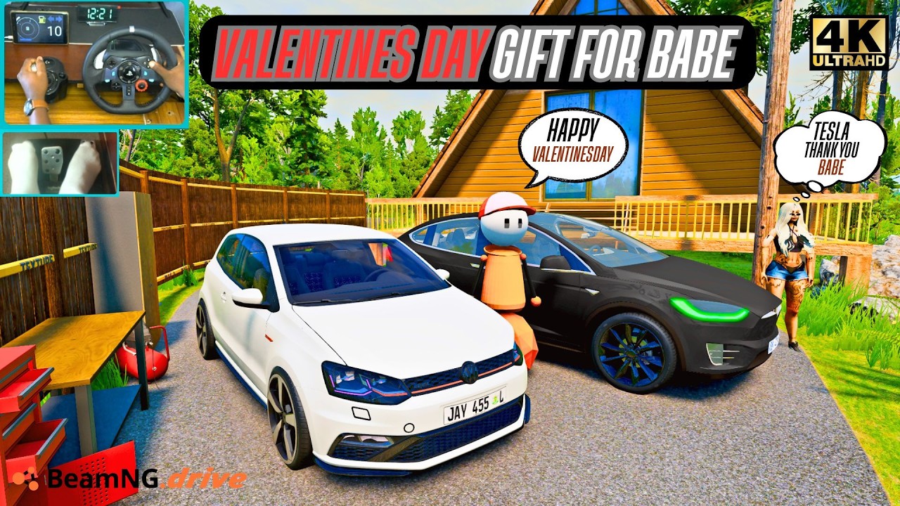 Сюрприз для жены &mdash; новенькая Tesla! 🎁 | Convoy Drive | BeamNG.drive | Logitech G29