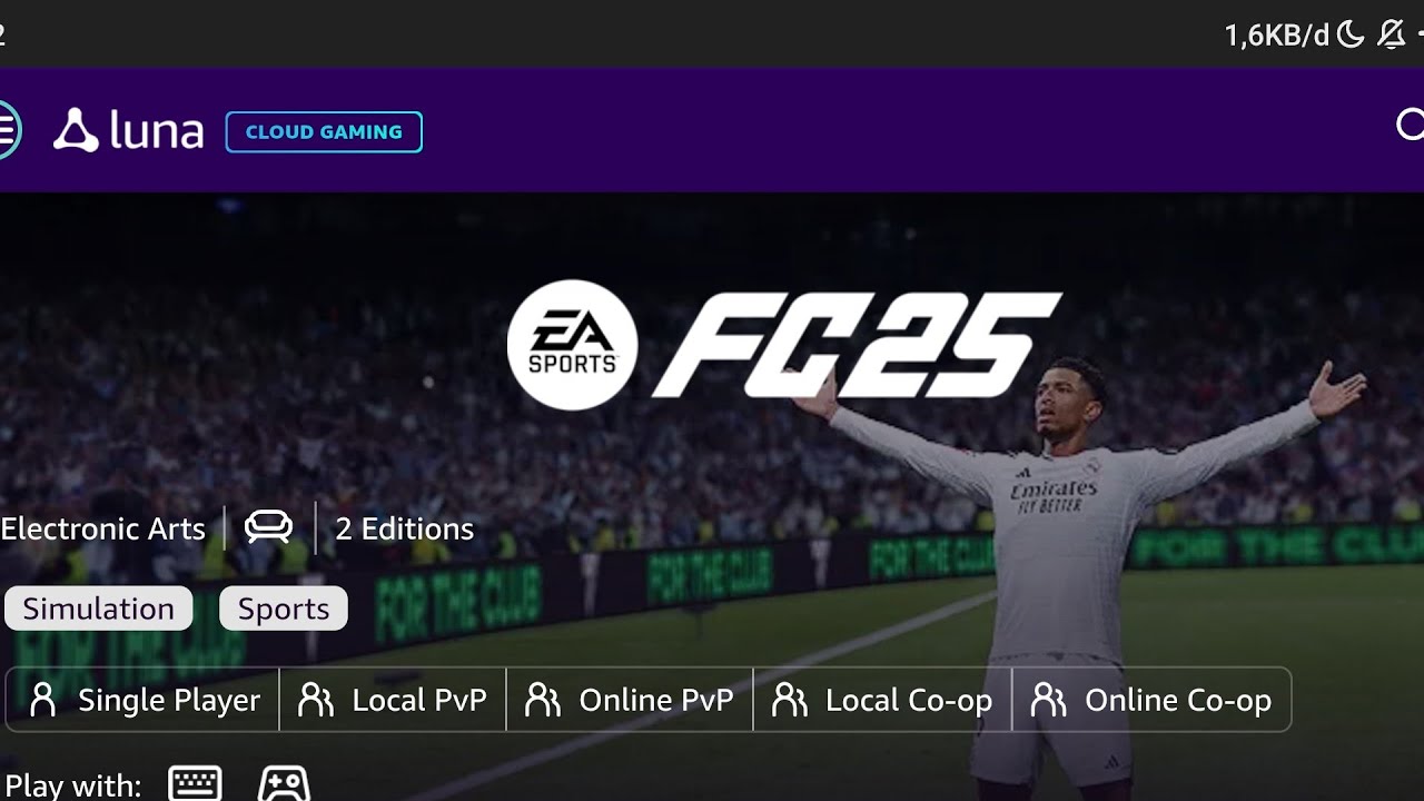 Main EA Sports FC 25 di Amazon Luna Cloud Gaming Android