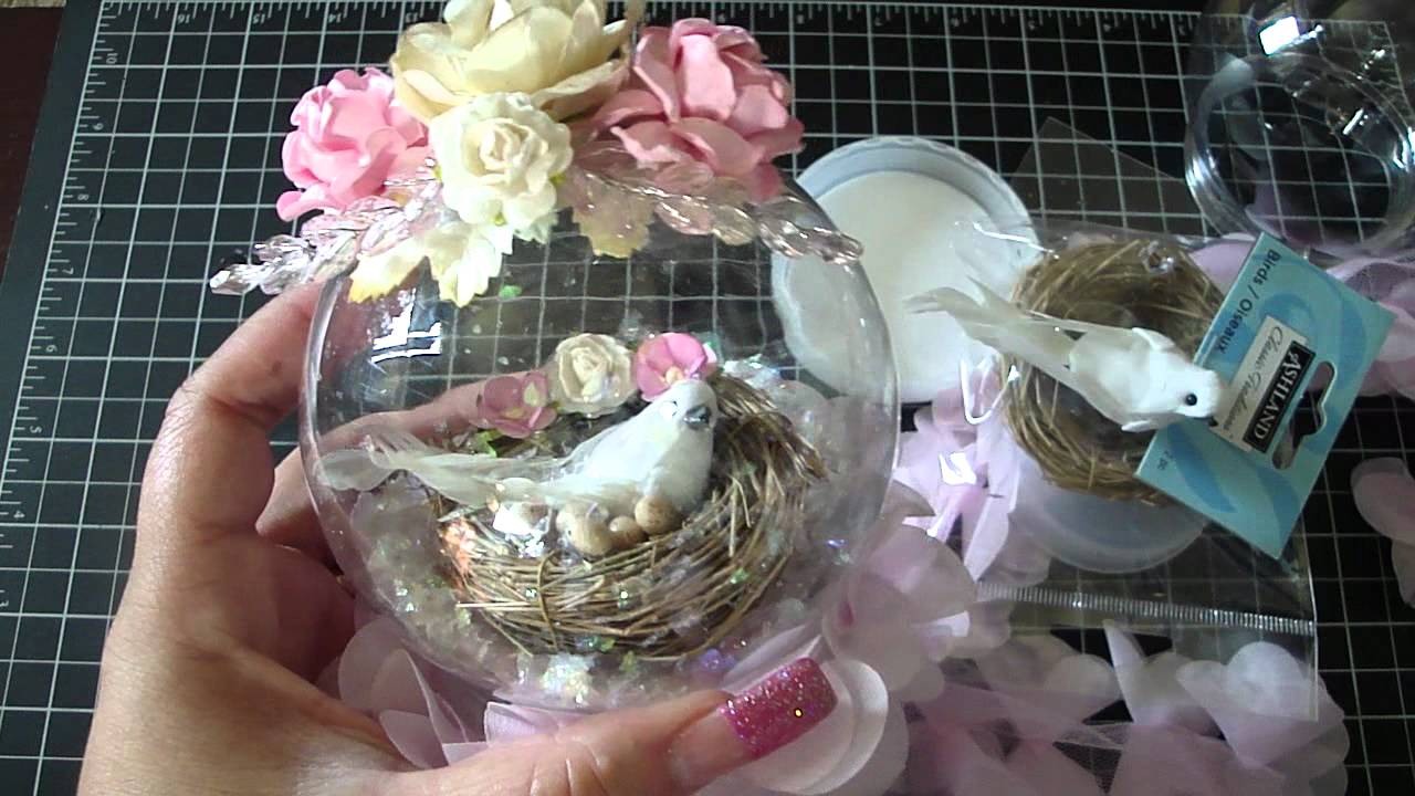 Shabby Chic Bird Nest Snow Globe
