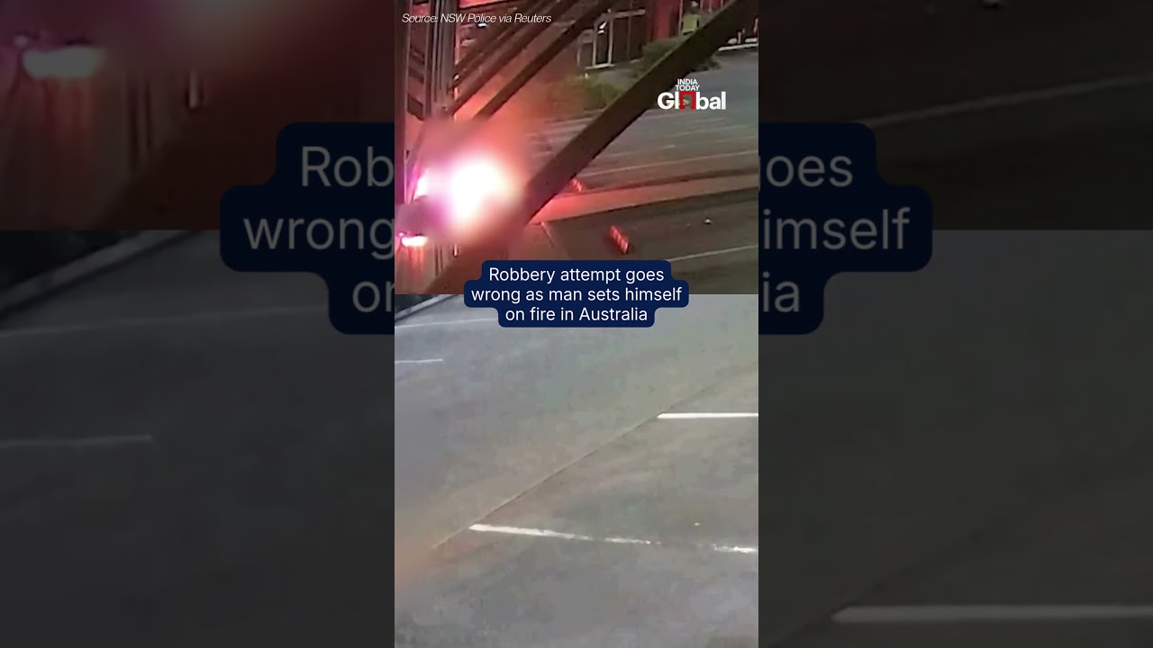 CCTV Shows Suspect On Fire Fleeing Store After Failed Robbery Attempt In Australia